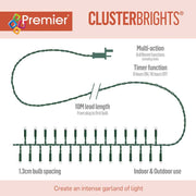 Premier Multi Action 2000 LED Cluster Christmas Lights 25M Rainbow - Bonus Superstore
