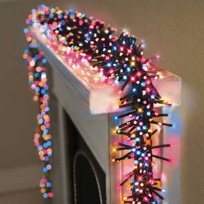Premier Multi Action 480 LED Cluster Christmas Lights 6.2M Rainbow