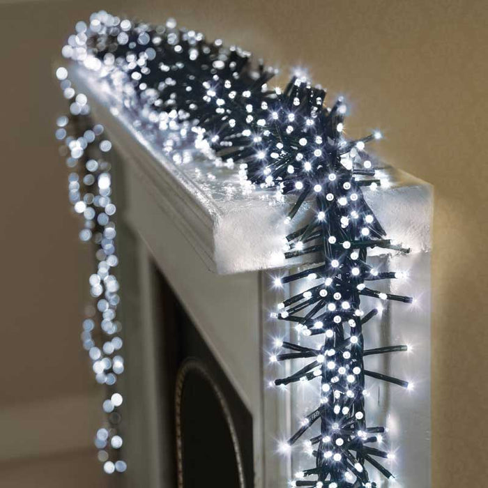 Premier Multi Action 480 LED Cluster Christmas Lights 6.2M White