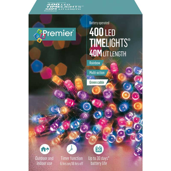 Premier 400 LED TIME LIGHTS Battery Operated 40M Rainbow