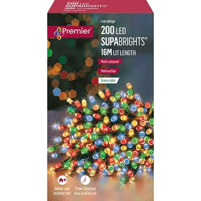 Premier LV162170M 200 LED Supabrights with Timer in Rainbow Premier