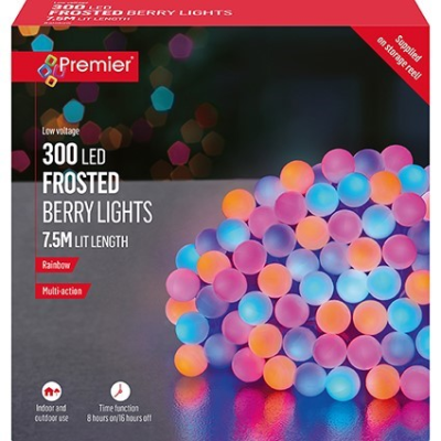 Premier LV221690RBW 300 Rainbow LED Frosted Berry Lights Premier