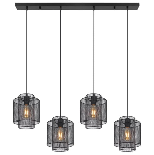 Globo Lighting Augustin 15664-4H Metal Matt Black 4 Light Pendant