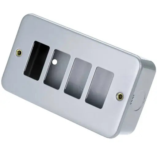 Click CL20404 Gridpro 4 Gang Front Plate with Surface Box Metal Clad