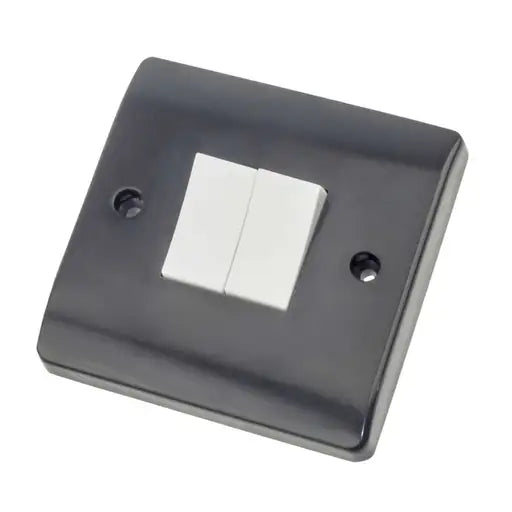Click CMA312AG Part M 10A 2 Gang 2 Way Part M Light Switch White Insert Grey