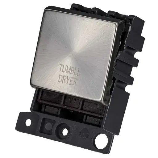 Click MD022SC-TD Mini Grid 20A Double Pole Switch Module marked Tumble Dryer Satin Chrome