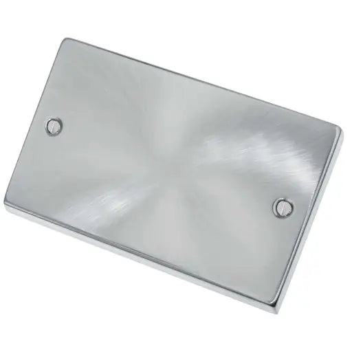 Click VPSC061 Deco 2 Gang Blank Plate Satin Chrome