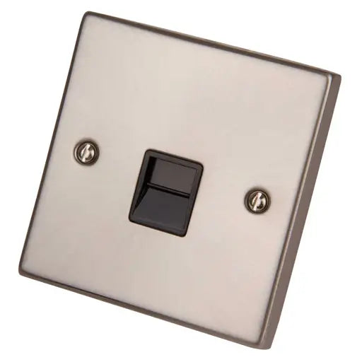 Click VPSC125BK Click Deco 1 Gang Secondary Telephone Socket Black Insert Satin Chrome