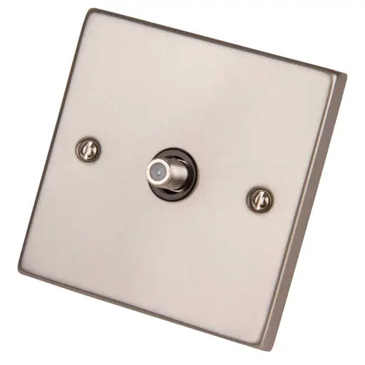 Click VPSC156BK Deco 1 Gang Satellite Non Isolated Socket Black Insert Satin Chrome