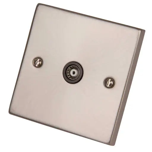 Click VPSC158BK Deco 1 Gang Coaxial Isolated Socket Black Insert Satin Chrome