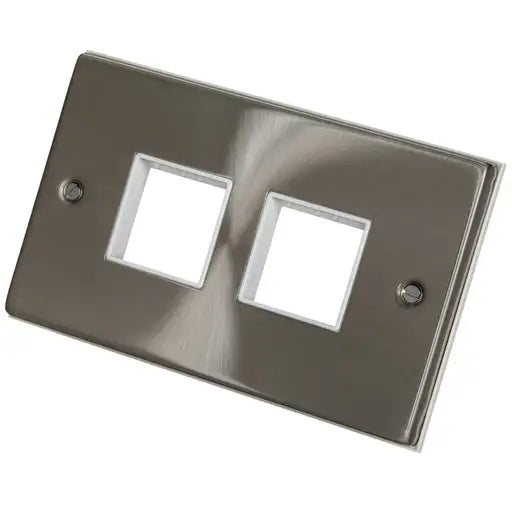 Click VPSC404WH Click Deco 2 Gang 2 + 2 Module Front Plate White Insert Satin Chrome