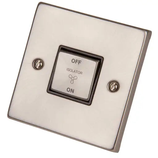 Click VPSC520BK Deco 10A Triple Pole Fan Isolator Switch Metal / Black Insert Satin Chrome