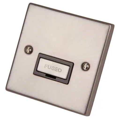 Click VPSC750BK Deco 13A Unswitched Fused Spur Metal / Black Insert Satin Chrome