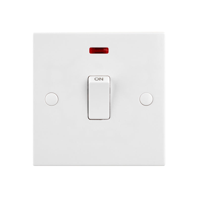 Saxby SE271 Square Edge 20A 1G DP Switch With Neon