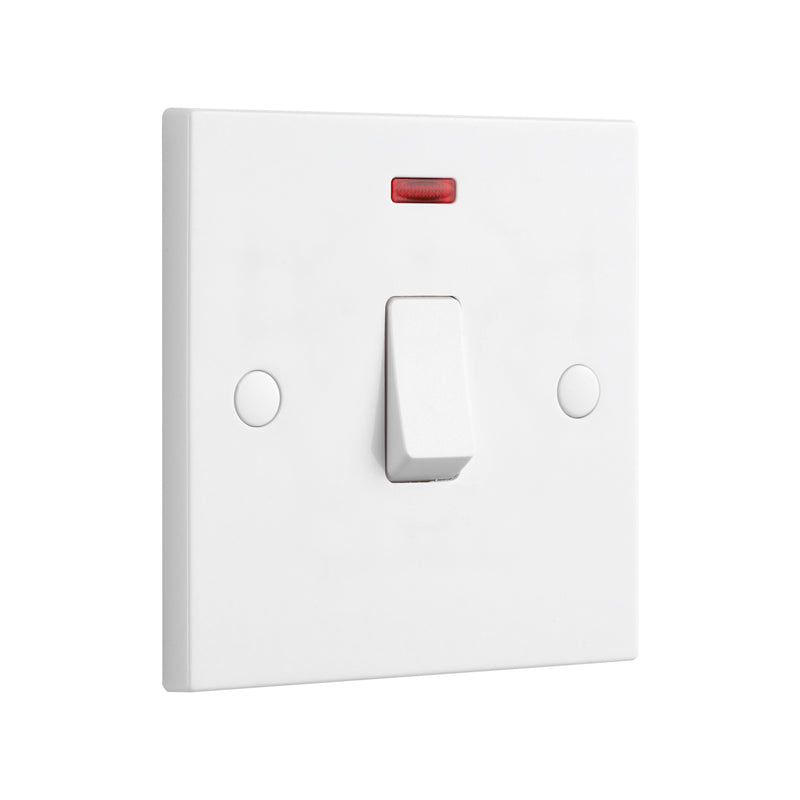 Saxby SE271 Square Edge 20A 1G DP Switch With Neon