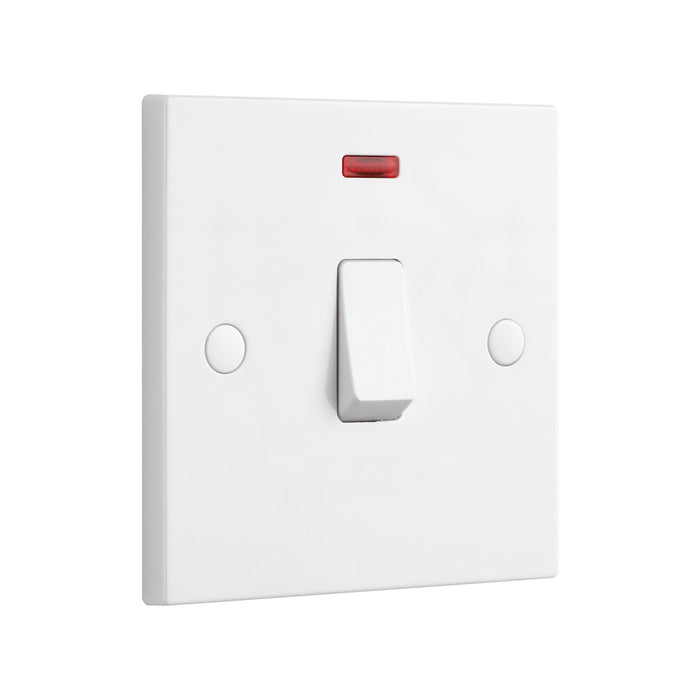 Saxby SE271 Square Edge 20A 1G DP Switch With Neon