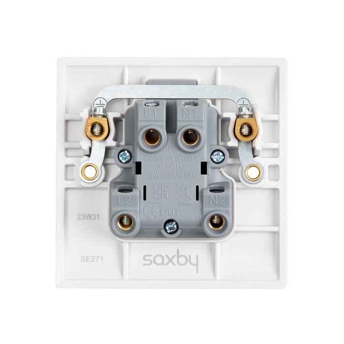 Saxby SE271 Square Edge 20A 1G DP Switch With Neon