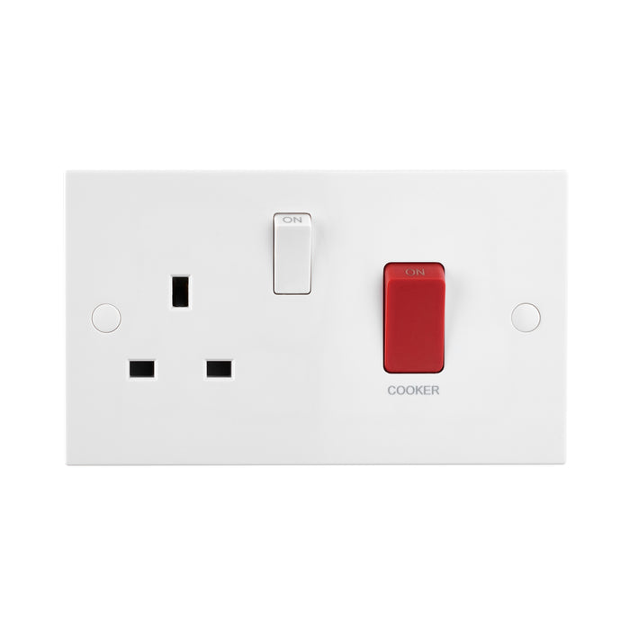 Saxby SE550 Square Edge 45A DP Cooker Switch with 13A Socket