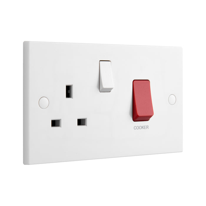 Saxby SE550 Square Edge 45A DP Cooker Switch with 13A Socket