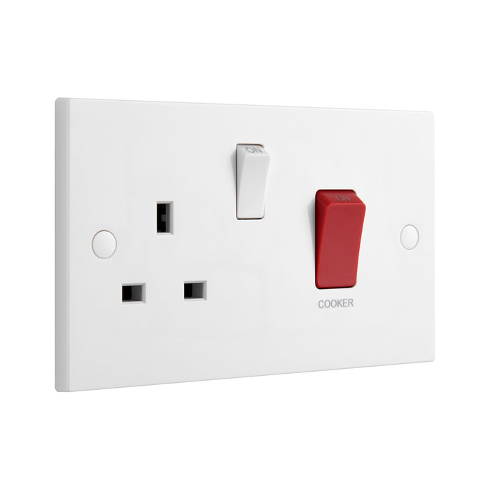 Saxby SE550 Square Edge 45A DP Cooker Switch with 13A Socket