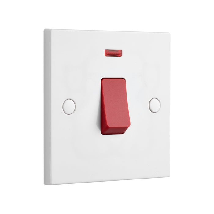 Saxby SE553 Square Edge 45A 1G DP Switch with Neon