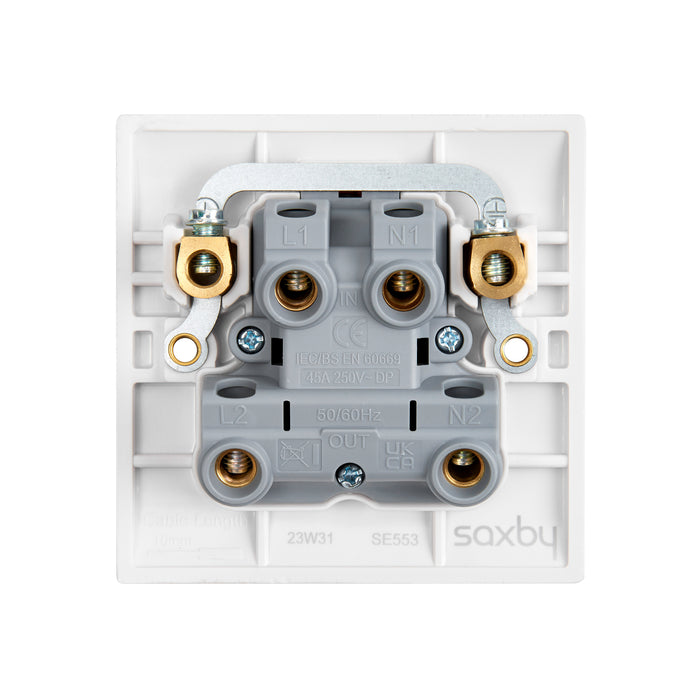 Saxby SE553 Square Edge 45A 1G DP Switch with Neon
