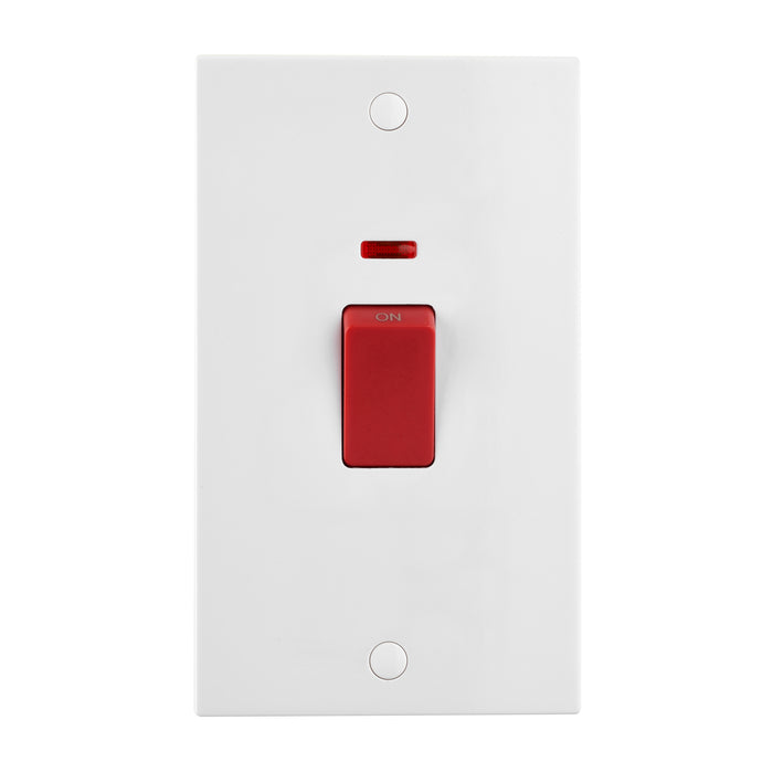 Saxby SE555 Square Edge 45A Large Plate DP Switch with Neon