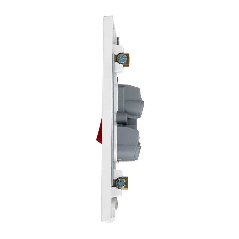 Saxby SE555 Square Edge 45A Large Plate DP Switch with Neon
