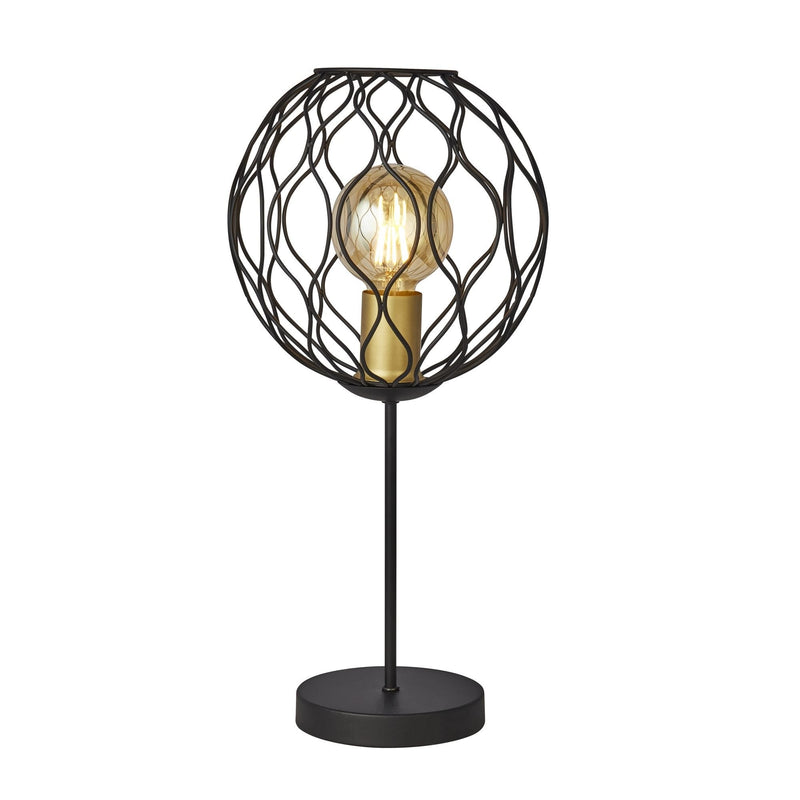 Searchlight 4508BK Finesse 1 Light Table Lamp With Wavey Bar Detail Black With Gold Lampholders