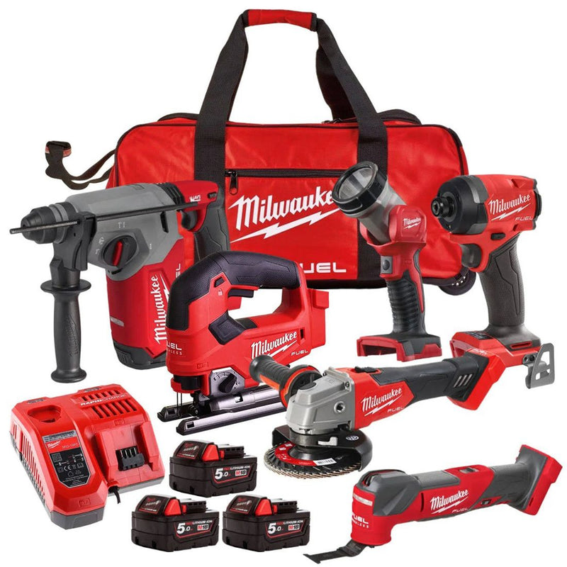 Milwaukee M18FPP6L3-503B 18V Fuel 6 Piece Promo Powerpack with 3x 5.0Ah Batteries