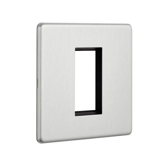 Saxby SLMFP1BS Screwless 1G Modular Faceplate (1 Module) - Brushed Steel