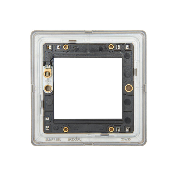 Saxby SLMFP2BL Screwless 2G Modular Faceplate (2 Modules) - Matt Black