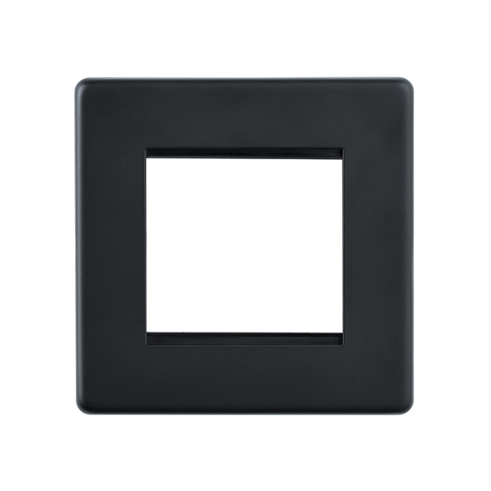 Saxby SLMFP2BL Screwless 2G Modular Faceplate (2 Modules) - Matt Black