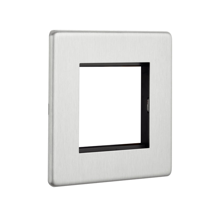 Saxby SLMFP2BS Screwless 2G Modular Faceplate (2 Modules) - Brushed Steel