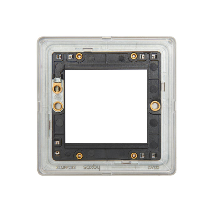 Saxby SLMFP2BS Screwless 2G Modular Faceplate (2 Modules) - Brushed Steel
