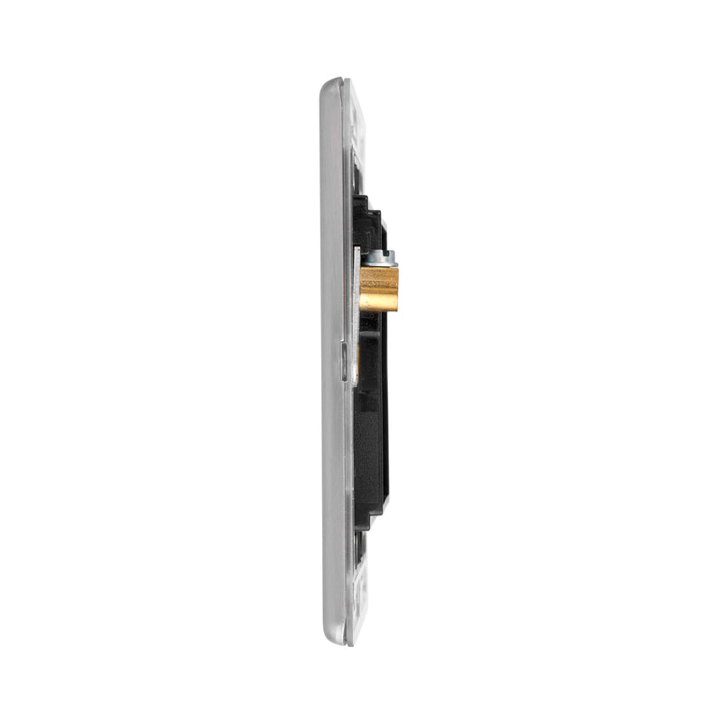 Saxby SLMFP2BS Screwless 2G Modular Faceplate (2 Modules) - Brushed Steel