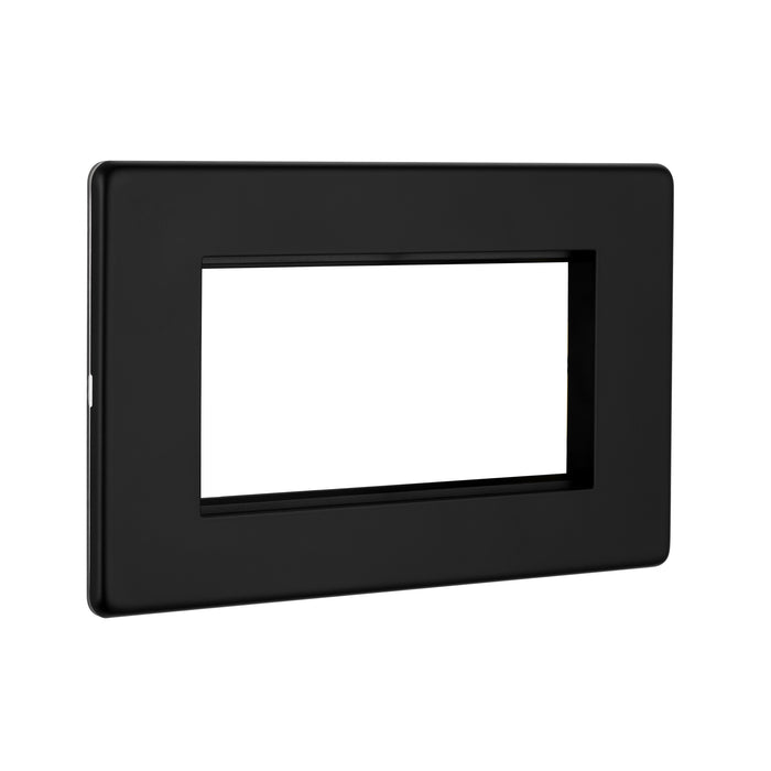 Saxby SLMFP4BL Screwless 4G Modular Faceplate (4 Modules) - Matt Black