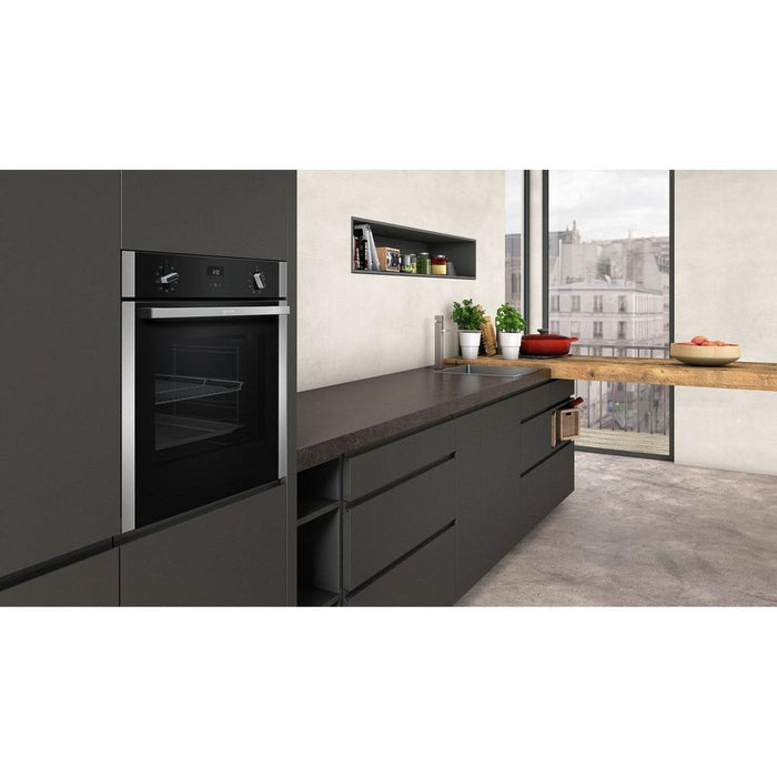 Neff B1ACE4HN0B 59.4cm Built In Electric CircoTherm Single Oven - BLACK/STEEL