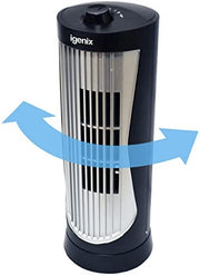 Igenix DF0020 Oscillating Mini Desk Tower Fan 12 inch - Black/Silver - Bonus Superstore