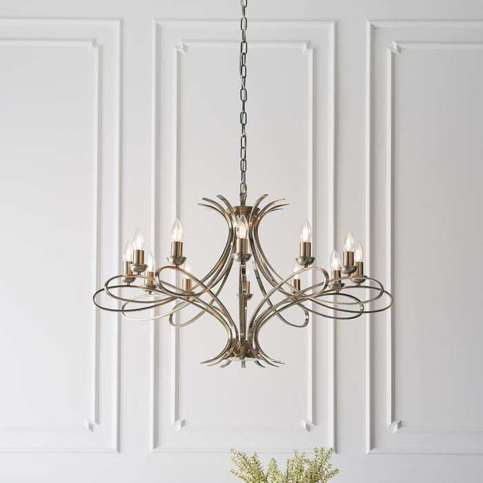 Interiors 1900 Penn brushed brass 12lt Pendant Light