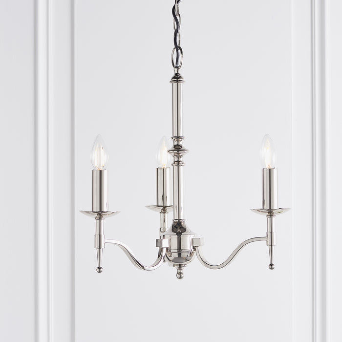 Interiors 1900 Stanford nickel 3lt Pendant Light