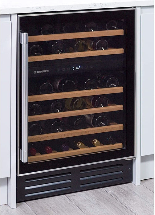 Hoover HWCB 60 UK/N 46 Bottle Capacity Dual Zone Built in Wine Cooler - Black