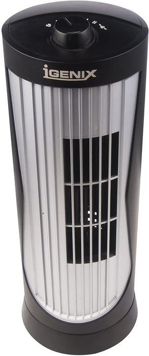 Igenix DF0020 Oscillating Mini Desk Tower Fan 12 inch - Black/Silver