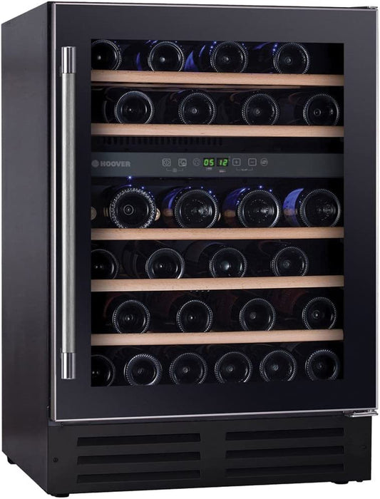 Hoover HWCB 60 UK/N 46 Bottle Capacity Dual Zone Built in Wine Cooler - Black