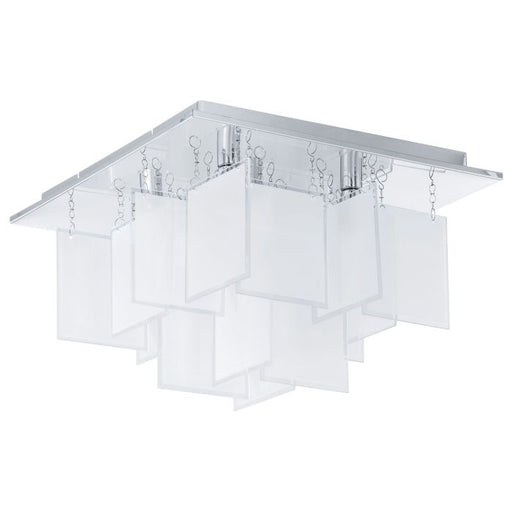 Eglo 92726 Condrada 1 Five Light Flush Ceiling Light In Chrome And Glass Eglo