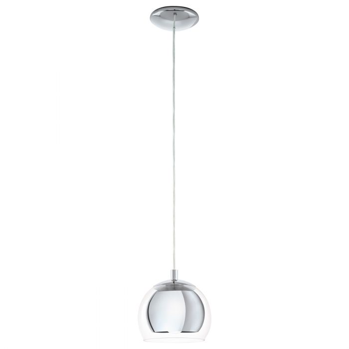 Eglo 94592 Rocamar One Light Ceiling Pendant Light In Chrome With Clear Glass Shade