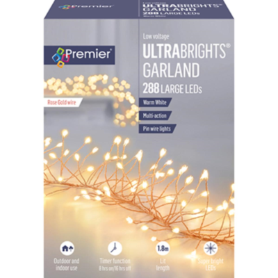 Premier ULTRA BRIGHT Garland 288 LED Christmas Lights